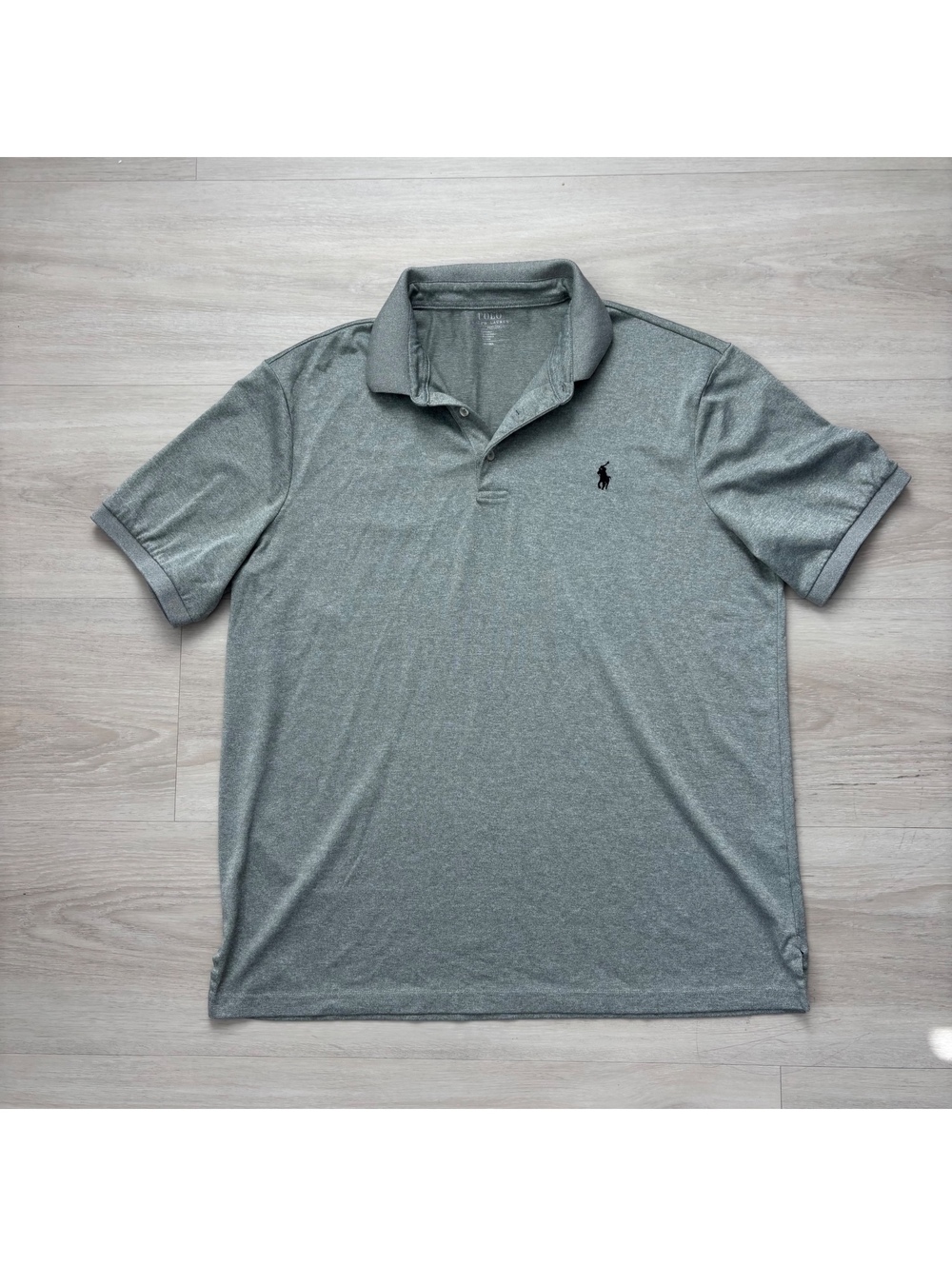 Polo Ralph Lauren Classic Fit Performance Polo Mens Gray Black Pony Golf L Shirt